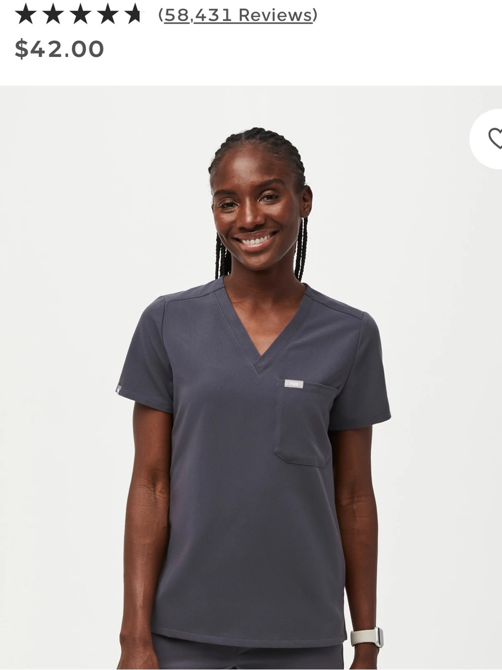 Figs Catarina Scrub Top in Charcoal Gray Small